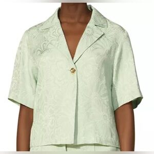 Sandro Green Floral Ameline Single Button Blouse Size 1 / US 4